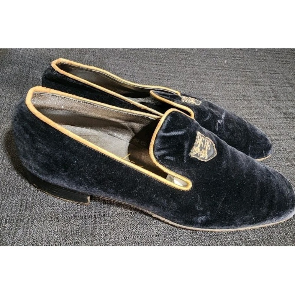 Vintage BALLY Siesta Bespoke Black Slip-on Alpha Sole Men Size 9 Velvet 80s 90s